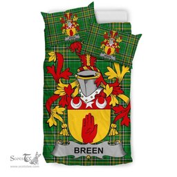 Irish Breen or O'Breen Coat of Arms Family Crest Ireland Bedding Set Irish National Tartan Irish County Bedding Set Duvet Covers