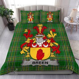 Irish Breen or O'Breen Coat of Arms Family Crest Ireland Bedding Set Irish National Tartan Irish County Bedding Set Duvet Covers