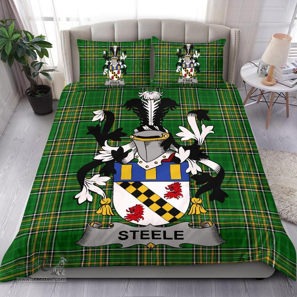 Irish Steele Coat of Arms Family Crest Ireland Bedding Set Irish National Tartan Irish County Bedding Set Duvet Covers