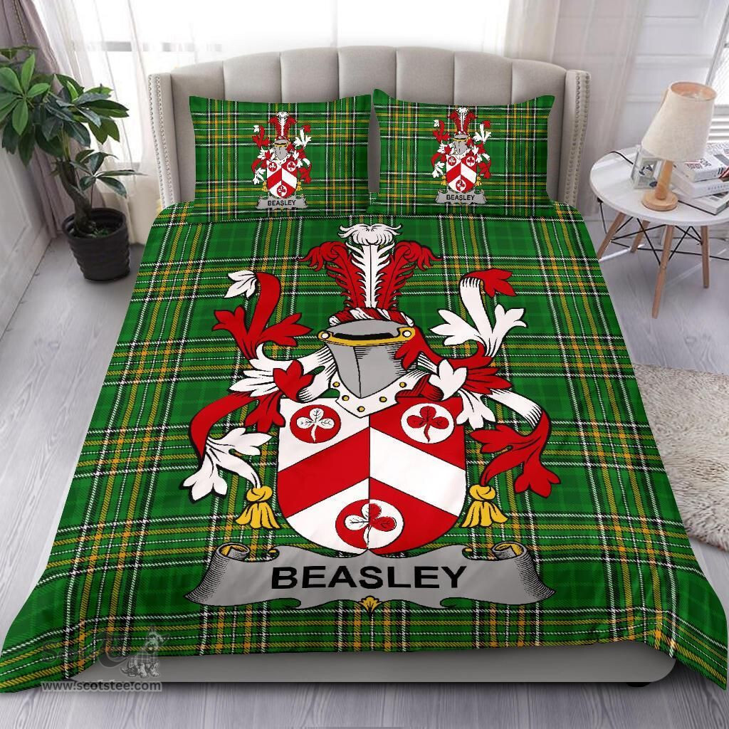 Irish Beasley Coat of Arms Family Crest Ireland Bedding Set Irish National Tartan Irish County Bedding Set Duvet Covers