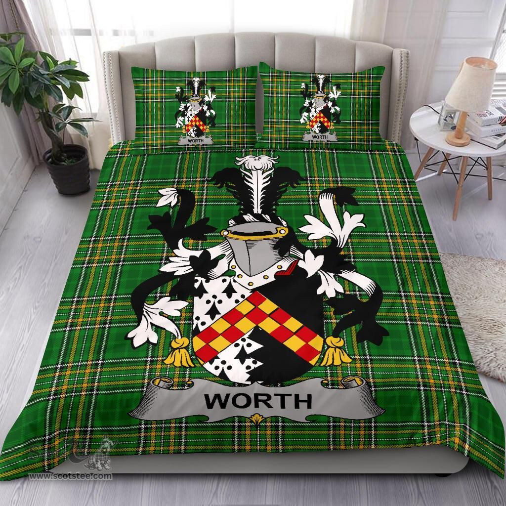 Irish Worth or McWorth Coat of Arms Family Crest Ireland Bedding Set Irish National Tartan Irish County Bedding Set Duvet Covers
