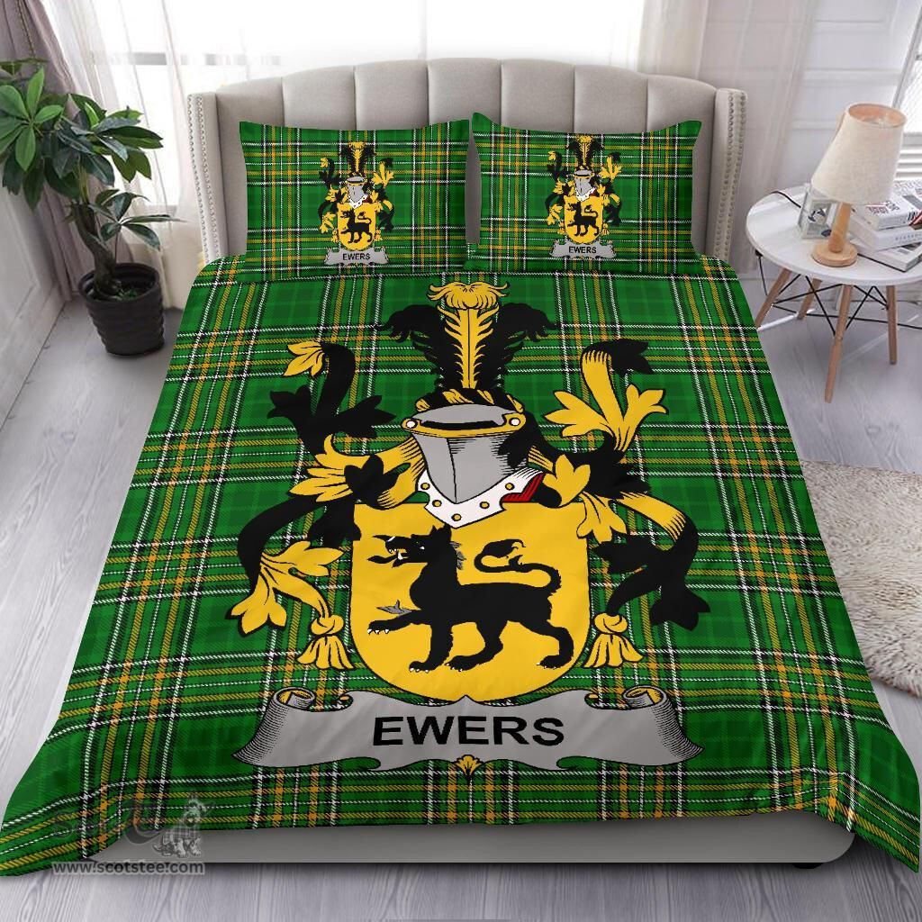 Irish Ewers Coat of Arms Family Crest Ireland Bedding Set Irish National Tartan Irish County Bedding Set Duvet Covers