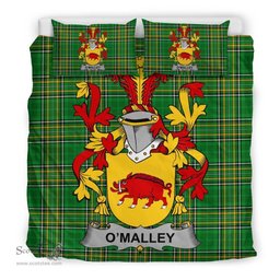Irish Malley or O'Malley Coat of Arms Family Crest Ireland Bedding Set Irish National Tartan Irish County Bedding Set Duvet Covers