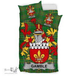 Irish Gamble Coat of Arms Family Crest Ireland Bedding Set Irish National Tartan Irish County Bedding Set Duvet Covers