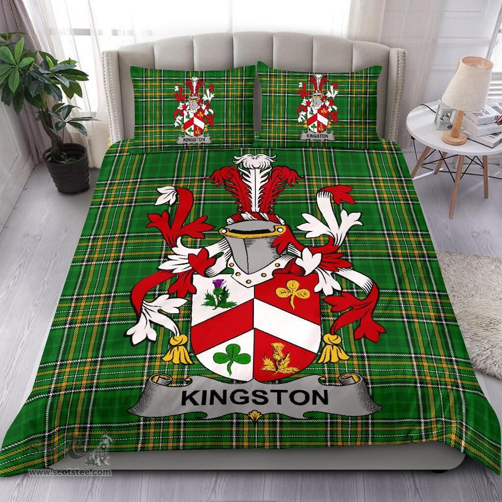 Irish Kingston Coat of Arms Family Crest Ireland Bedding Set Irish National Tartan Irish County Bedding Set Duvet Covers