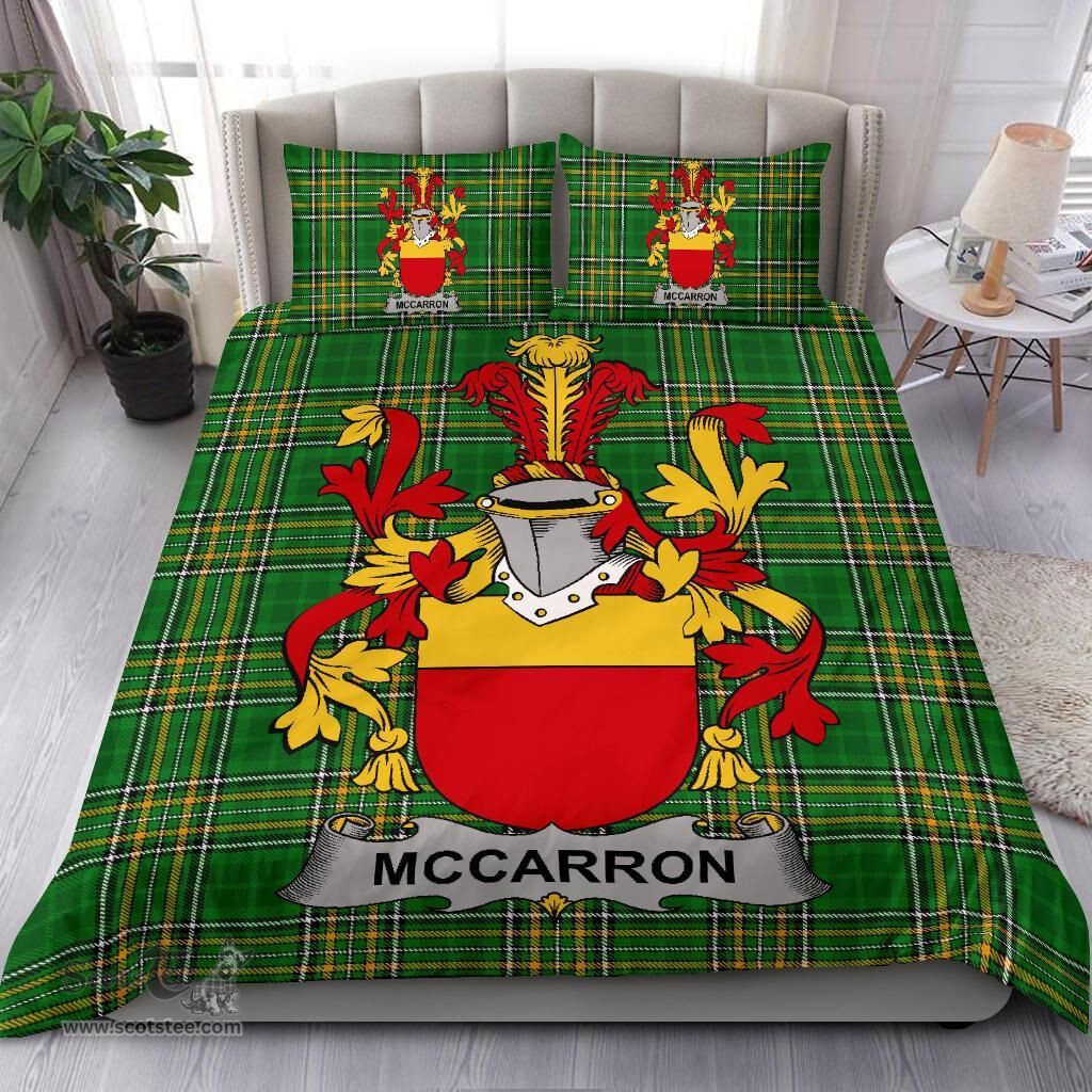 Irish McCarron Coat of Arms Family Crest Ireland Bedding Set Irish National Tartan Irish County Bedding Set Duvet Covers
