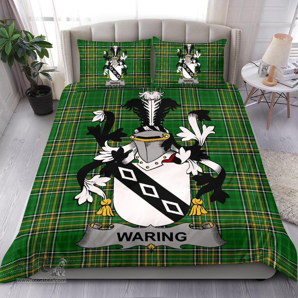 Irish Waring Coat of Arms Family Crest Ireland Bedding Set Irish National Tartan Irish County Bedding Set Duvet Covers