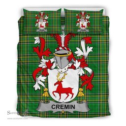 Irish Cremin or O'Cremin Coat of Arms Family Crest Ireland Bedding Set Irish National Tartan Irish County Bedding Set Duvet Covers