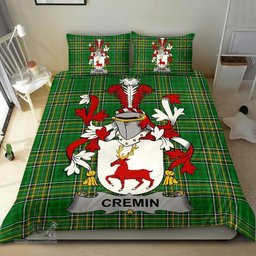 Irish Cremin or O'Cremin Coat of Arms Family Crest Ireland Bedding Set Irish National Tartan Irish County Bedding Set Duvet Covers