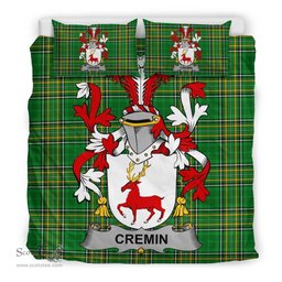 Irish Cremin or O'Cremin Coat of Arms Family Crest Ireland Bedding Set Irish National Tartan Irish County Bedding Set Duvet Covers