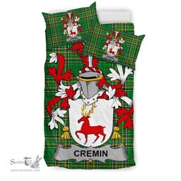 Irish Cremin or O'Cremin Coat of Arms Family Crest Ireland Bedding Set Irish National Tartan Irish County Bedding Set Duvet Covers