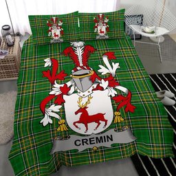 Irish Cremin or O'Cremin Coat of Arms Family Crest Ireland Bedding Set Irish National Tartan Irish County Bedding Set Duvet Covers