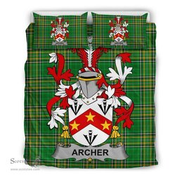 Irish Archer Coat of Arms Family Crest Ireland Bedding Set Irish National Tartan Irish County Bedding Set Duvet Covers
