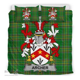 Irish Archer Coat of Arms Family Crest Ireland Bedding Set Irish National Tartan Irish County Bedding Set Duvet Covers