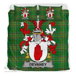 Irish Devaney or O'Devaney Coat of Arms Family Crest Ireland Bedding Set Irish National Tartan Irish County Bedding Set Duvet Covers