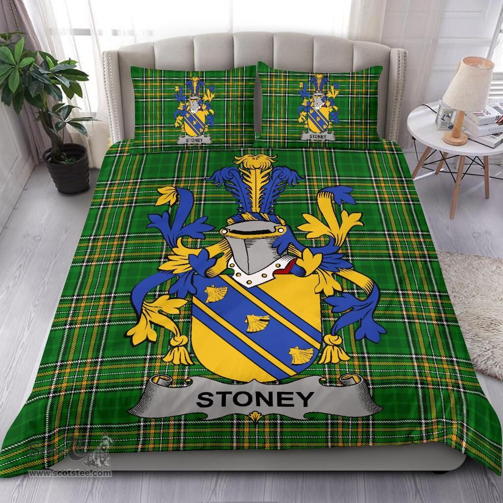 Irish Stoney Coat of Arms Family Crest Ireland Bedding Set Irish National Tartan Irish County Bedding Set Duvet Covers