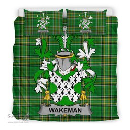 Irish Wakeman Coat of Arms Family Crest Ireland Bedding Set Irish National Tartan Irish County Bedding Set Duvet Covers