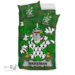 Irish Wakeman Coat of Arms Family Crest Ireland Bedding Set Irish National Tartan Irish County Bedding Set Duvet Covers