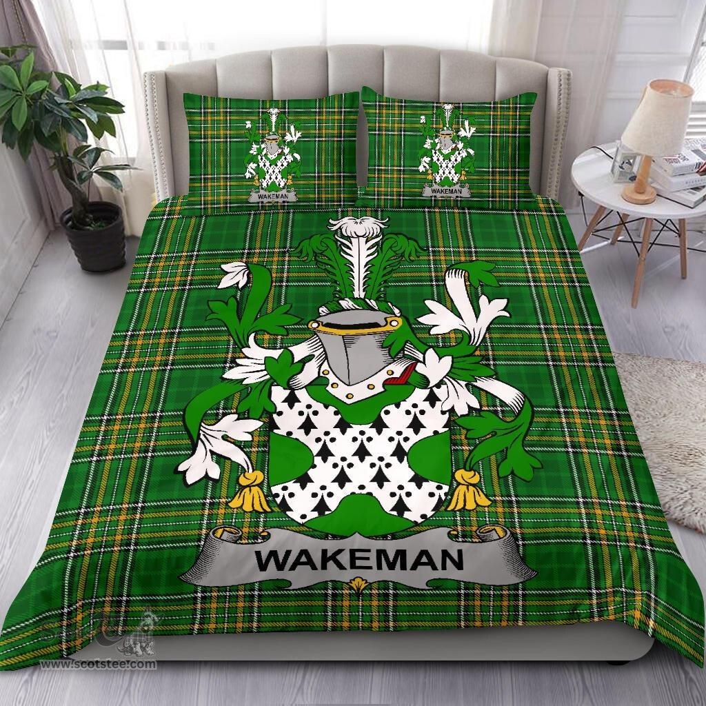 Irish Wakeman Coat of Arms Family Crest Ireland Bedding Set Irish National Tartan Irish County Bedding Set Duvet Covers