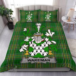Irish Wakeman Coat of Arms Family Crest Ireland Bedding Set Irish National Tartan Irish County Bedding Set Duvet Covers