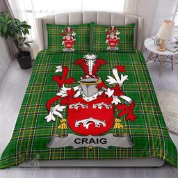 Irish Craig Coat of Arms Family Crest Ireland Bedding Set Irish National Tartan Irish County Bedding Set Duvet Covers