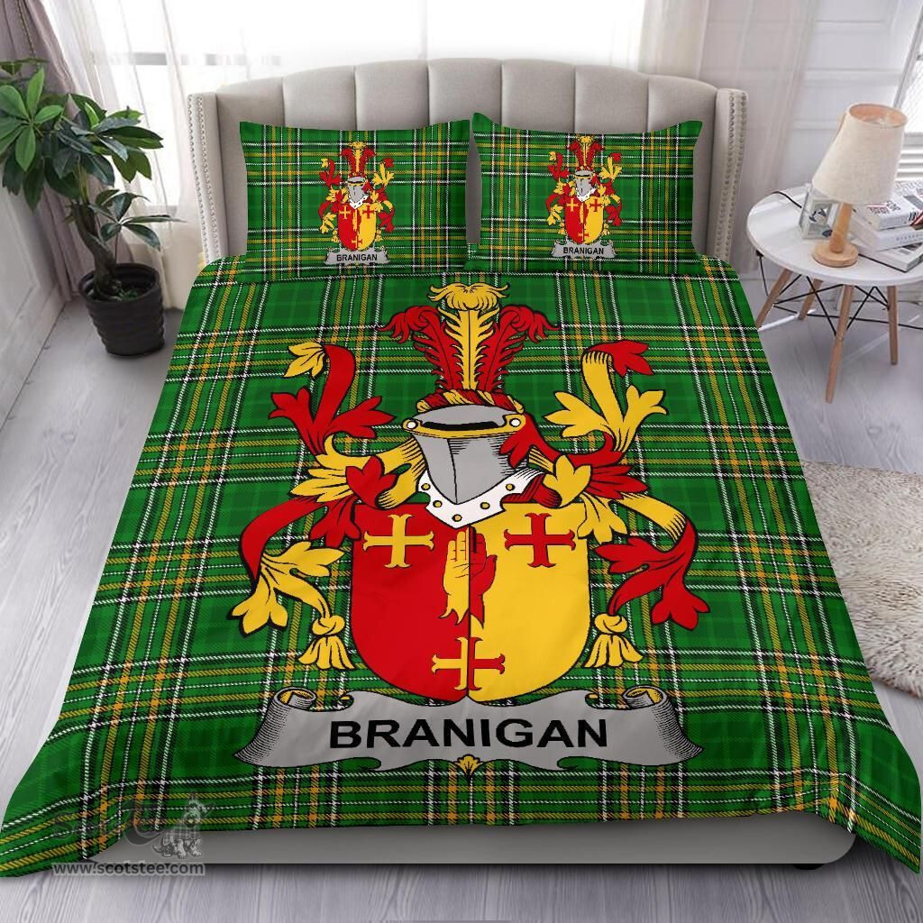 Irish Branigan or O'Branagan Coat of Arms Family Crest Ireland Bedding Set Irish National Tartan Irish County Bedding Set Duvet Covers