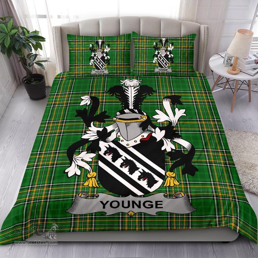 Irish Younge Coat of Arms Family Crest Ireland Bedding Set Irish National Tartan Irish County Bedding Set Duvet Covers