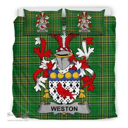 Irish Weston Coat of Arms Family Crest Ireland Bedding Set Irish National Tartan Irish County Bedding Set Duvet Covers
