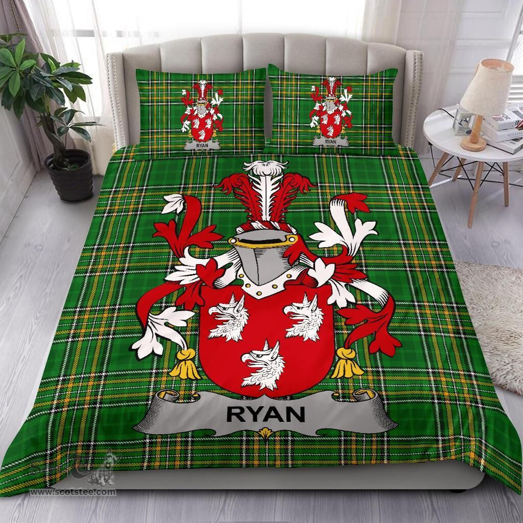 Irish Ryan or O'Mulrian Coat of Arms Family Crest Ireland Bedding Set Irish National Tartan Irish County Bedding Set Duvet Covers