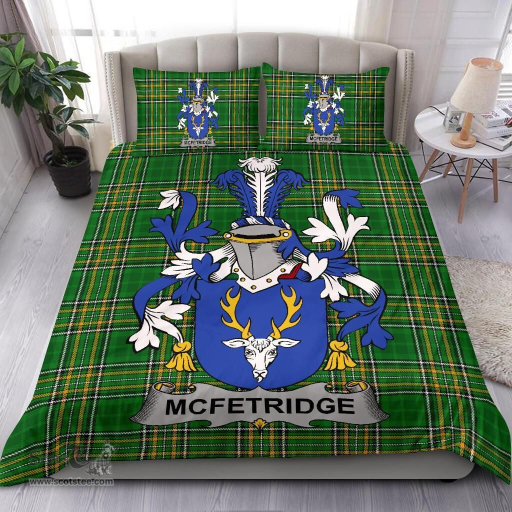 Irish McFetridge Coat of Arms Family Crest Ireland Bedding Set Irish National Tartan Irish County Bedding Set Duvet Covers