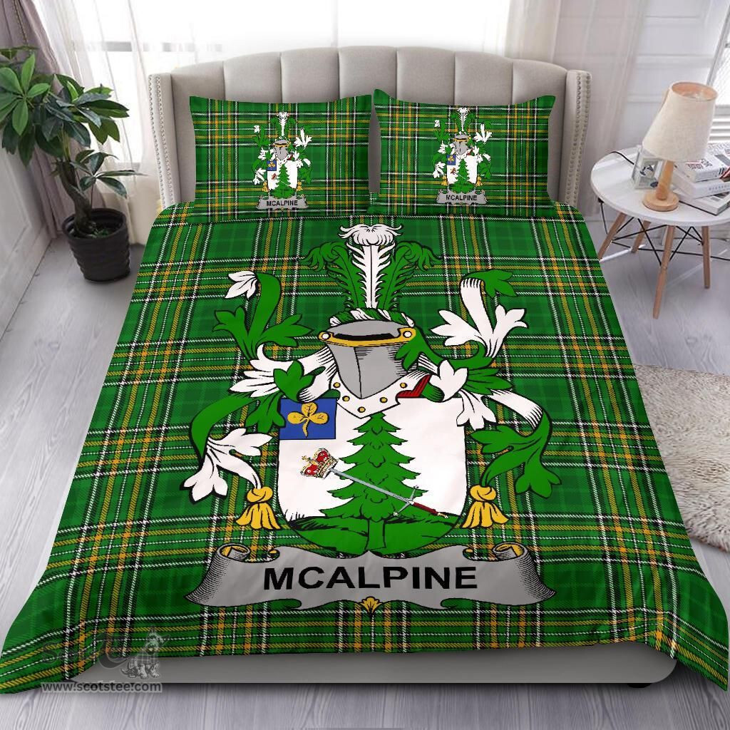 Irish McAlpine or MacAlpin Coat of Arms Family Crest Ireland Bedding Set Irish National Tartan Irish County Bedding Set Duvet Covers