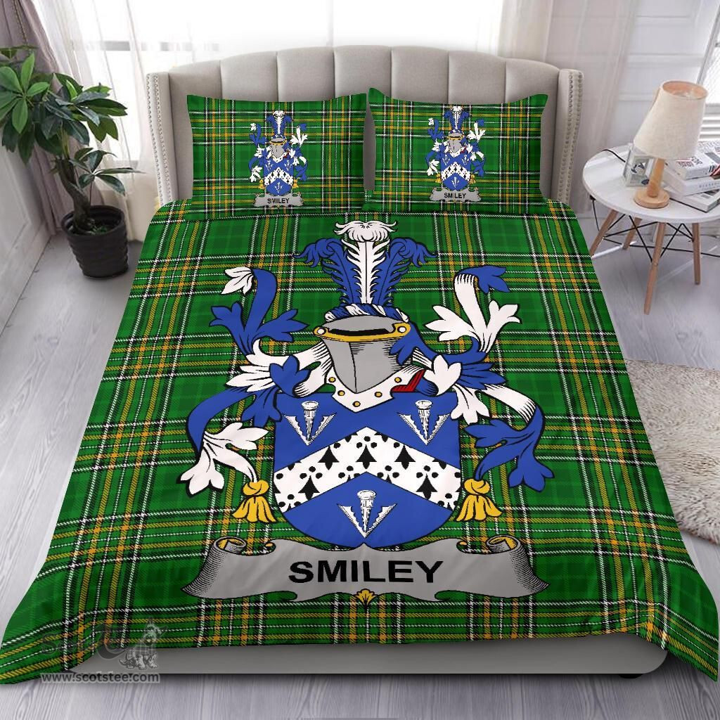 Irish Smiley or Smyly Coat of Arms Family Crest Ireland Bedding Set Irish National Tartan Irish County Bedding Set Duvet Covers