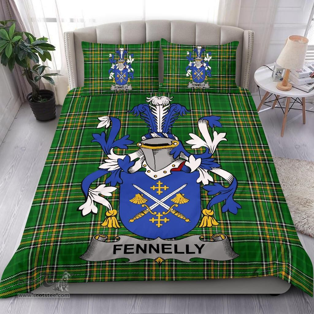 Irish Fennelly or O'Fennelly Coat of Arms Family Crest Ireland Bedding Set Irish National Tartan Irish County Bedding Set Duvet Covers