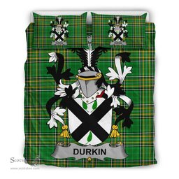 Irish Durkin or O'Durkin Coat of Arms Family Crest Ireland Bedding Set Irish National Tartan Irish County Bedding Set Duvet Covers