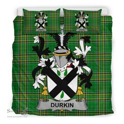 Irish Durkin or O'Durkin Coat of Arms Family Crest Ireland Bedding Set Irish National Tartan Irish County Bedding Set Duvet Covers