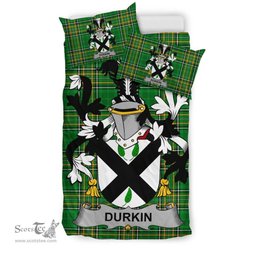 Irish Durkin or O'Durkin Coat of Arms Family Crest Ireland Bedding Set Irish National Tartan Irish County Bedding Set Duvet Covers