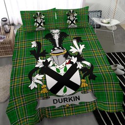 Irish Durkin or O'Durkin Coat of Arms Family Crest Ireland Bedding Set Irish National Tartan Irish County Bedding Set Duvet Covers