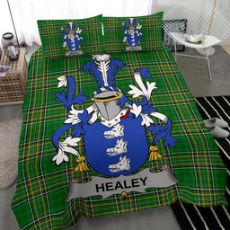 Irish Healey or O'Healey Coat of Arms Family Crest Ireland Bedding Set Irish National Tartan Irish County Bedding Set Duvet Covers