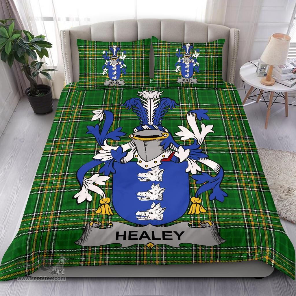 Irish Healey or O'Healey Coat of Arms Family Crest Ireland Bedding Set Irish National Tartan Irish County Bedding Set Duvet Covers