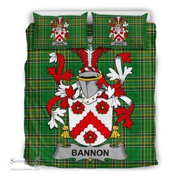 Irish Bannon or O'Bannon Coat of Arms Family Crest Ireland Bedding Set Irish National Tartan Irish County Bedding Set Duvet Covers