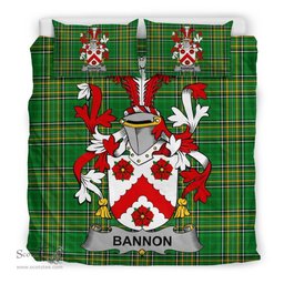 Irish Bannon or O'Bannon Coat of Arms Family Crest Ireland Bedding Set Irish National Tartan Irish County Bedding Set Duvet Covers