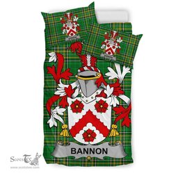 Irish Bannon or O'Bannon Coat of Arms Family Crest Ireland Bedding Set Irish National Tartan Irish County Bedding Set Duvet Covers