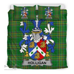 Irish Holligan or O'Halligan Coat of Arms Family Crest Ireland Bedding Set Irish National Tartan Irish County Bedding Set Duvet Covers