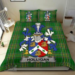 Irish Holligan or O'Halligan Coat of Arms Family Crest Ireland Bedding Set Irish National Tartan Irish County Bedding Set Duvet Covers