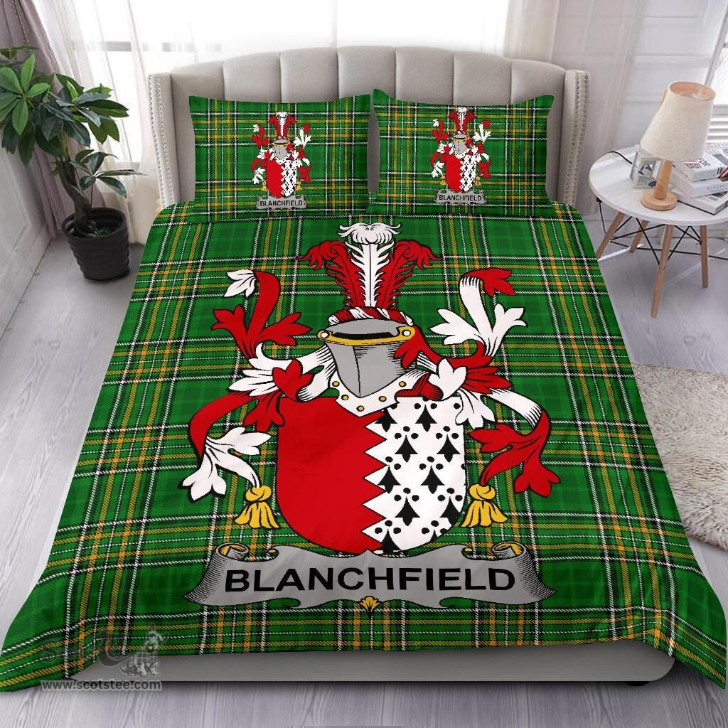 Irish Blanchfield Coat of Arms Family Crest Ireland Bedding Set Irish National Tartan Irish County Bedding Set Duvet Covers