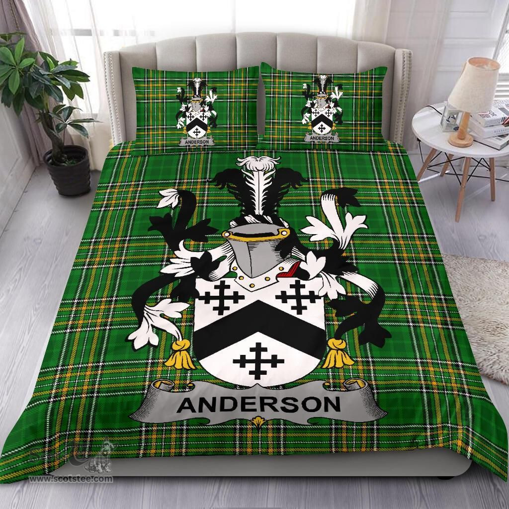 Irish Anderson Coat of Arms Family Crest Ireland Bedding Set Irish National Tartan Irish County Bedding Set Duvet Covers