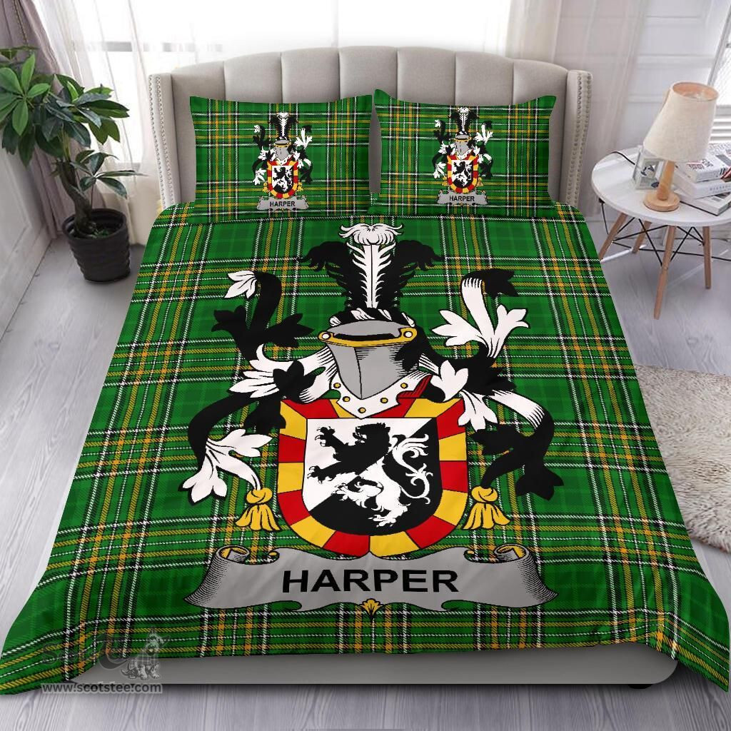 Irish Harper Coat of Arms Family Crest Ireland Bedding Set Irish National Tartan Irish County Bedding Set Duvet Covers