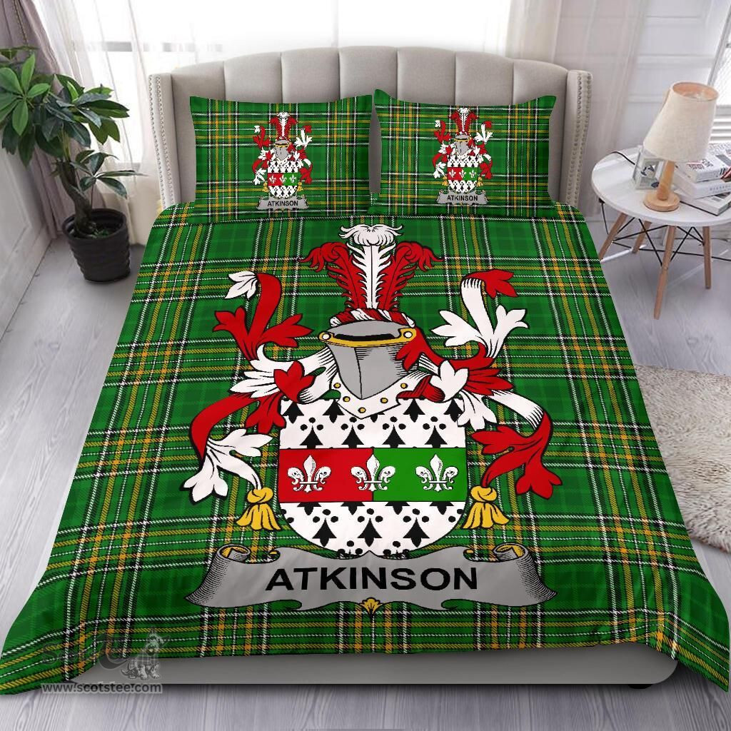 Irish Atkinson Coat of Arms Family Crest Ireland Bedding Set Irish National Tartan Irish County Bedding Set Duvet Covers