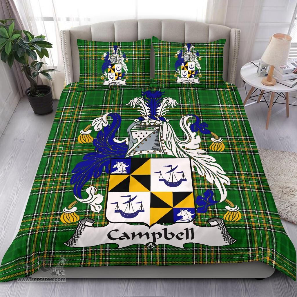 Irish Campbell Coat of Arms Family Crest Ireland Bedding Set Irish National Tartan Irish County Bedding Set Duvet Covers