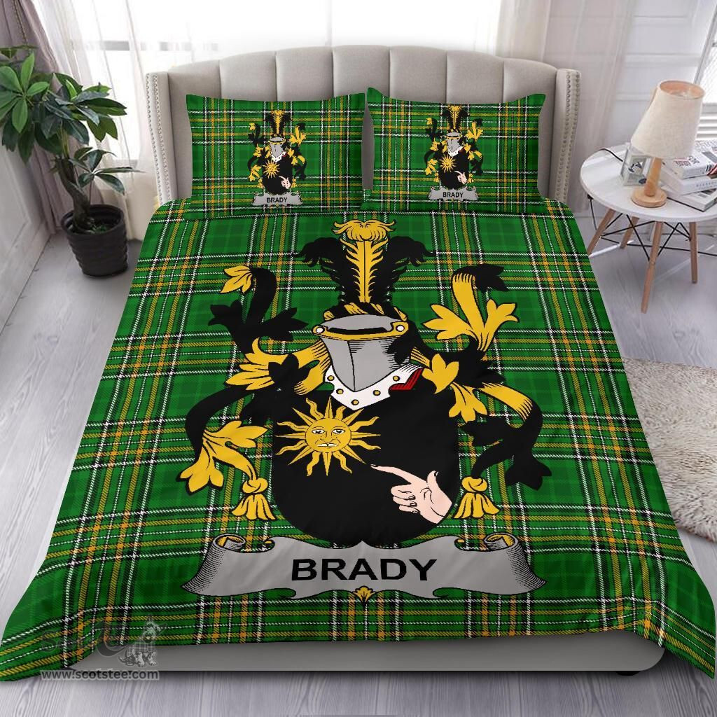 Irish Brady or McBrady Coat of Arms Family Crest Ireland Bedding Set Irish National Tartan Irish County Bedding Set Duvet Covers
